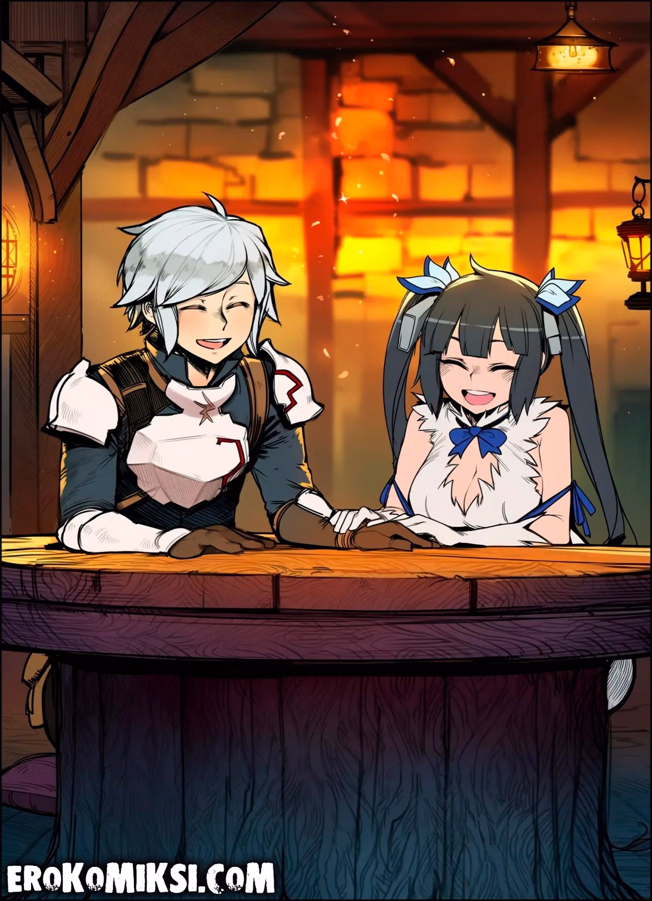02-1 Порно комикс DanMachi. Хестия и Белл Крэнел.