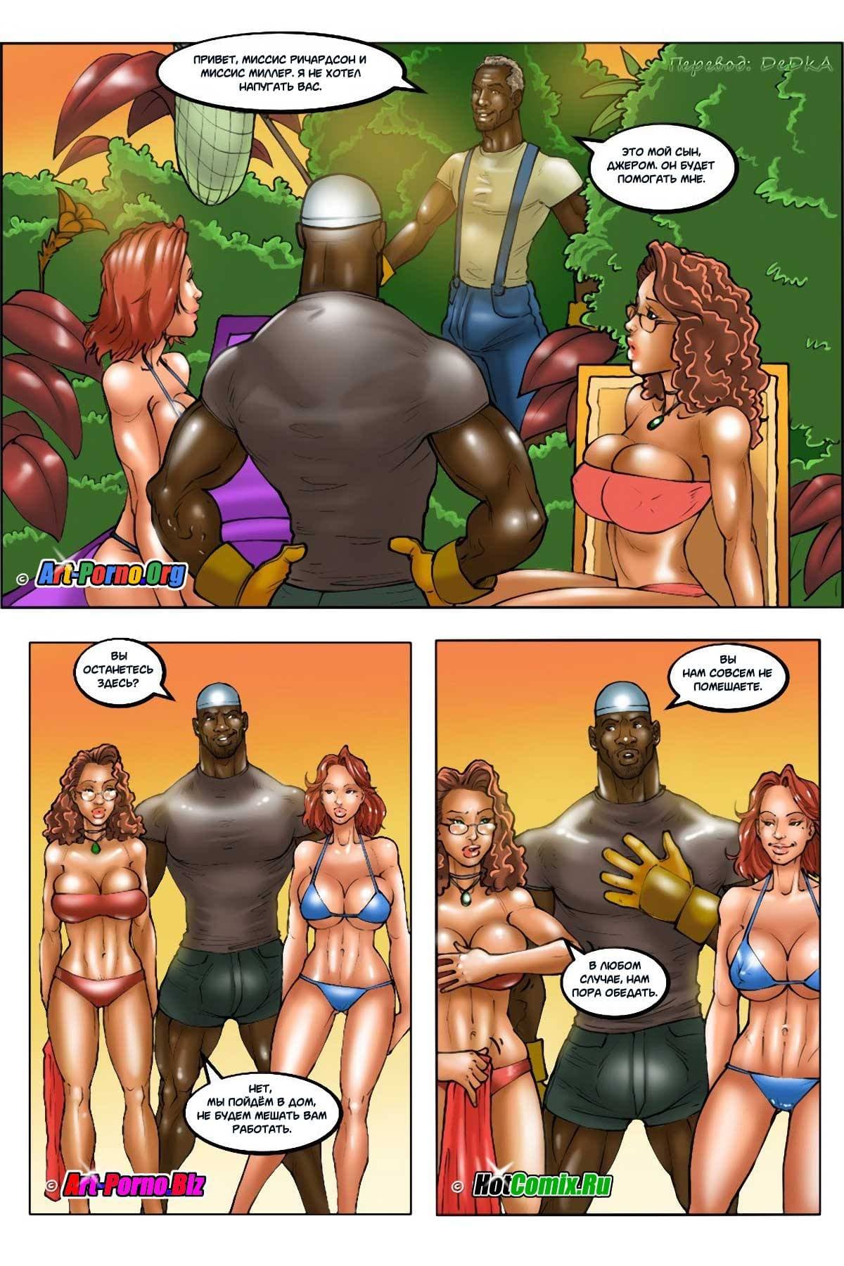 414 Порно комикс "Белые жены и черные садовники. Часть 1".