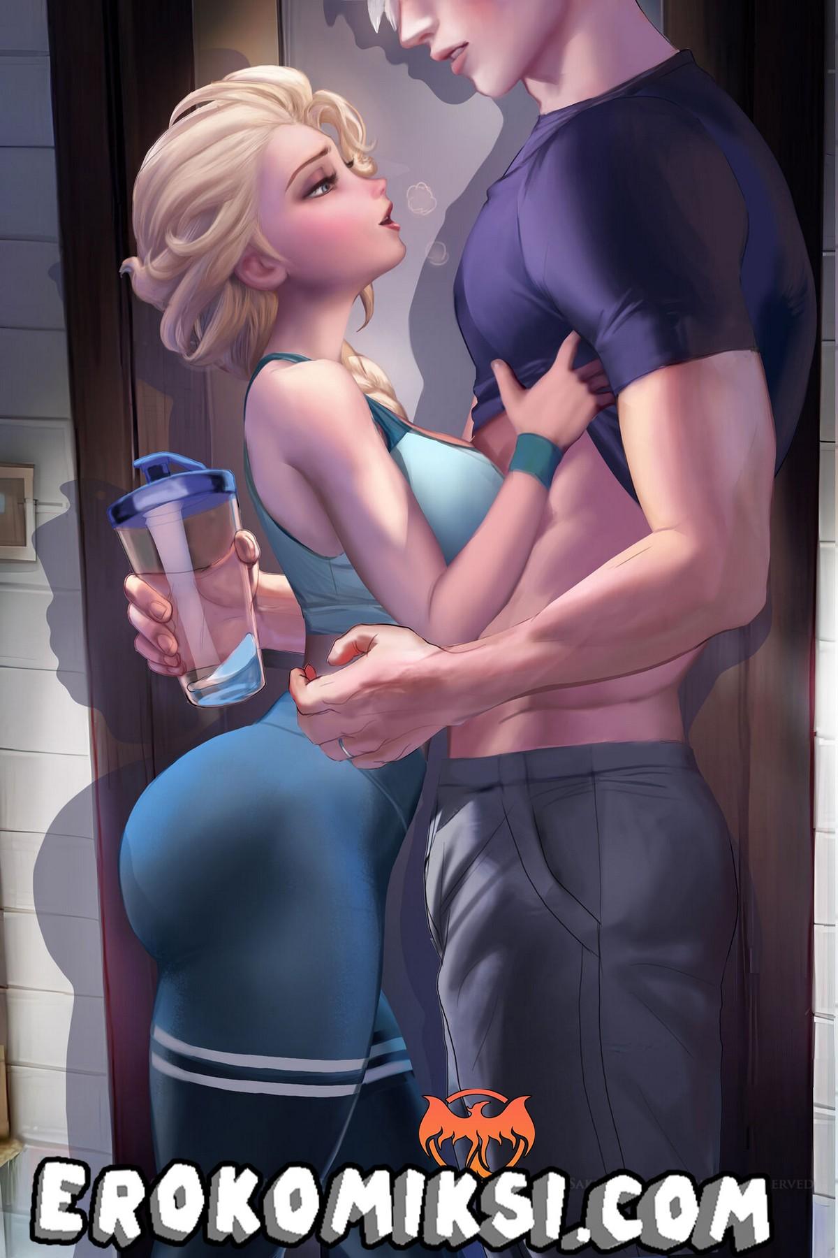 16-39 Порно комикс Эльза в раздевалке.