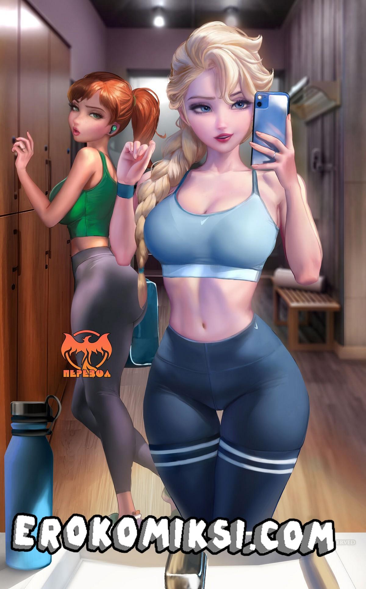 2-93 Порно комикс Эльза в раздевалке.