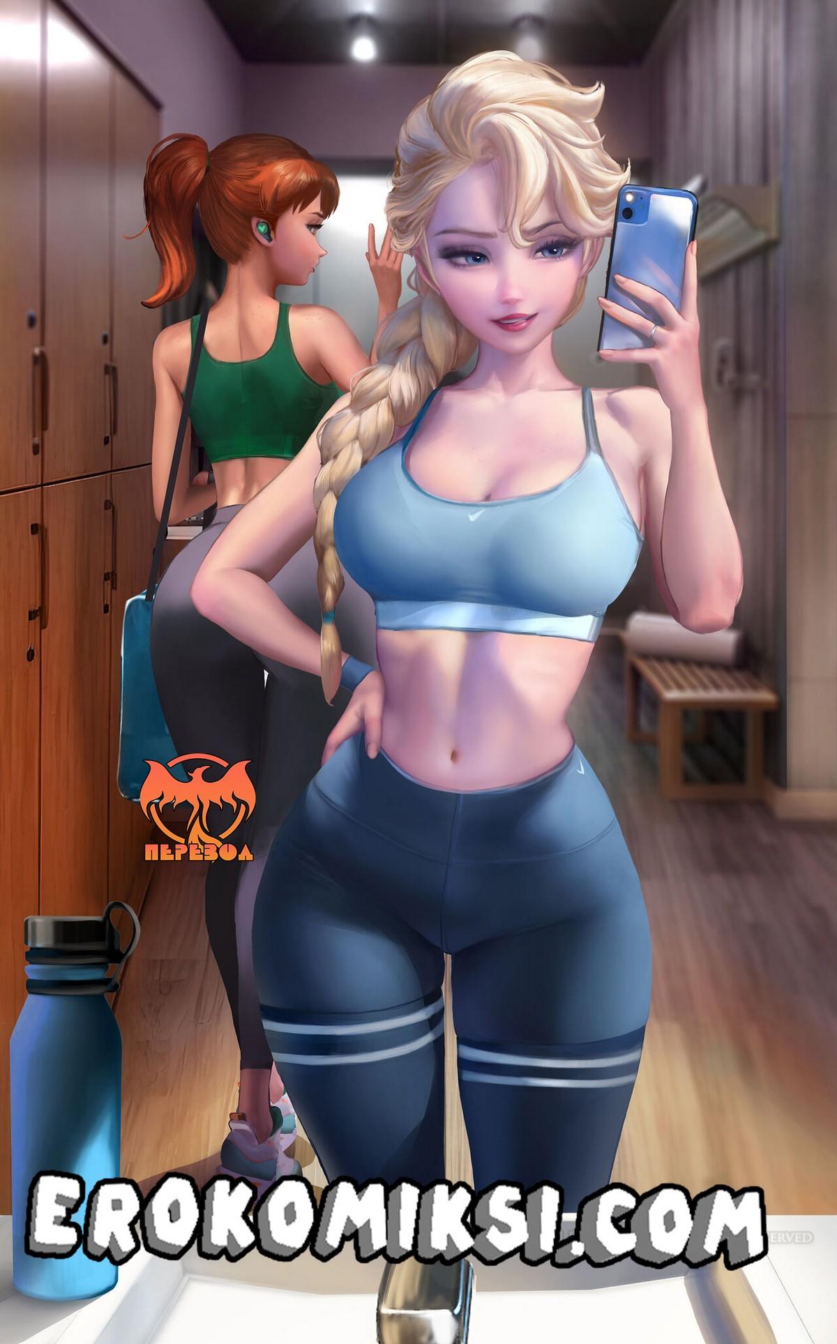 4-92 Порно комикс Эльза в раздевалке.