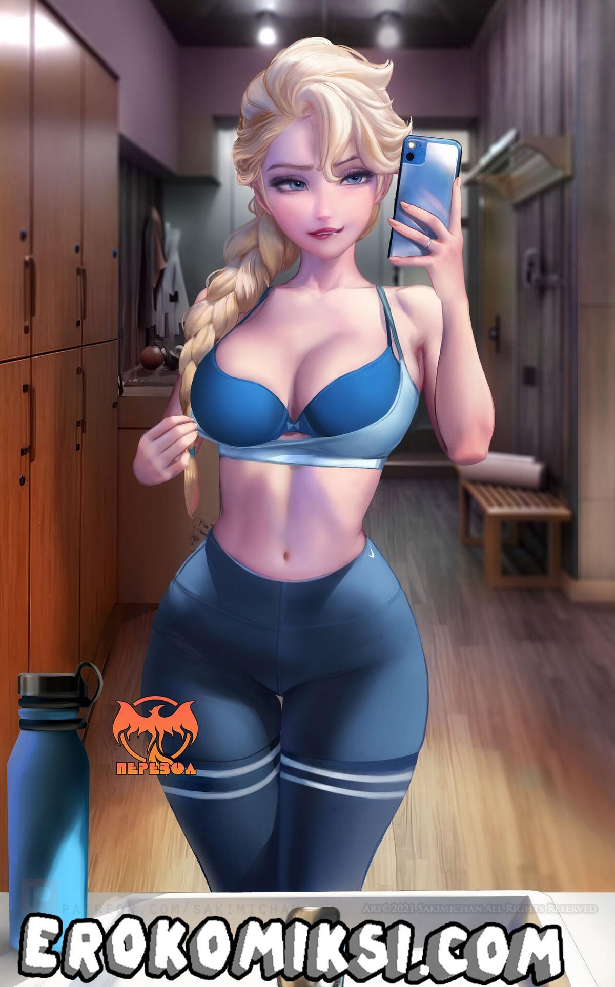 6-86 Порно комикс Эльза в раздевалке.